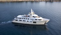 Aerial shot of the charter yacht E&E (ex Jasmin II) available for luxury yacht charters